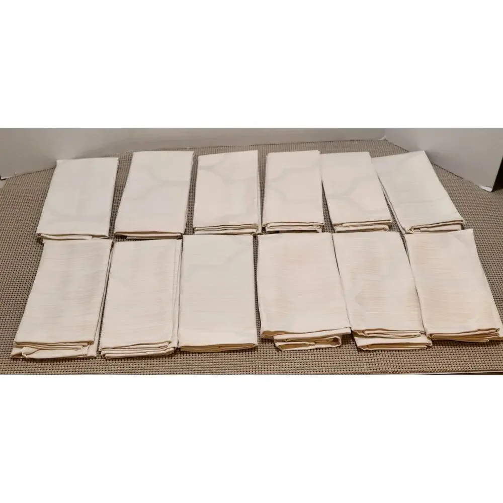Liquid Repellent Napkins Set of 12 Ivory Geometric 16x16